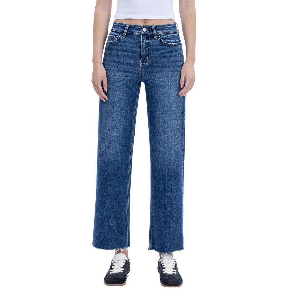 NEW FLYING MONKEY high rise trouser press wide leg jeans in rational